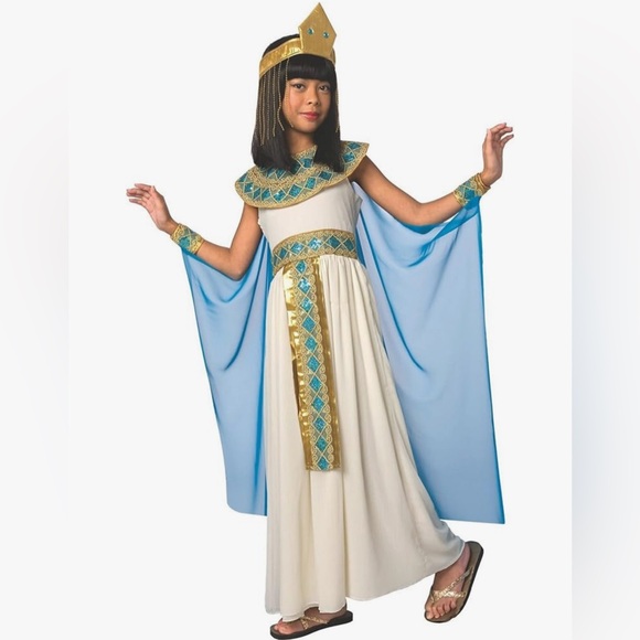 Children's Cleopatra Costume - Gold, White, and Blue Egyptian Royalty - Picture 1 of 5